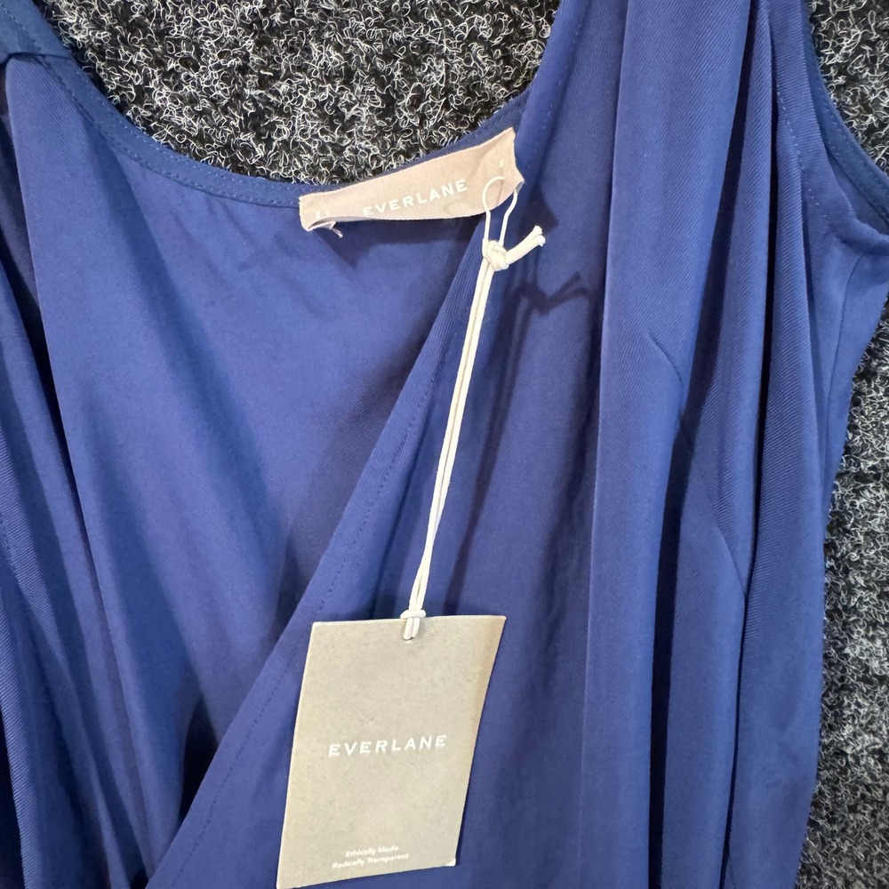 NWT Everlane Women's Blue Tie Waist Midi Dress Size 0 - Picture 3 of 5